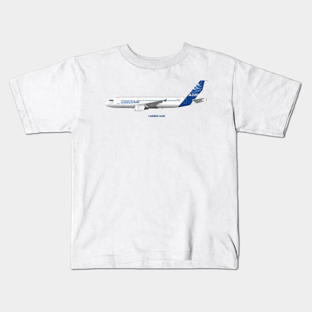 Airbus A320 with Winglets Kids T-Shirt by SteveHClark